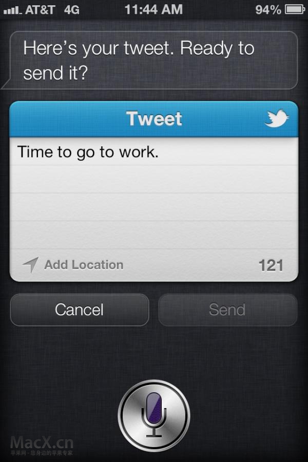 iPhone 4S用户在使用Siri发推时，TweetSheet的UI也发生了些改变