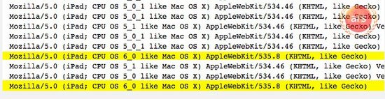 苹果服务器日志显示正测试运行iOS 6相关设备